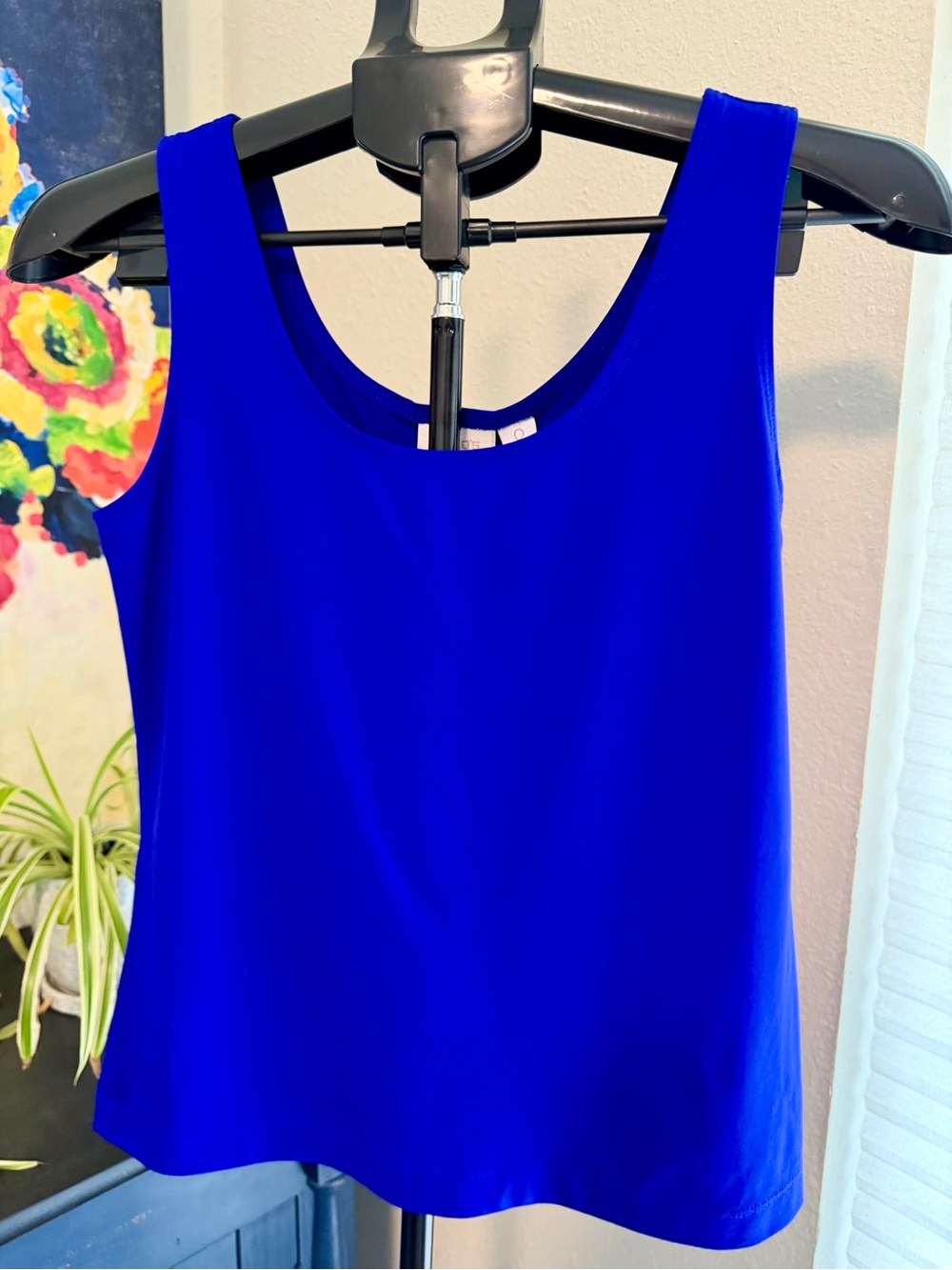 Chico’s Size 0 Small Cobalt Blue Scoop Neck Tank Top Stretch Basic